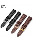 STJ skóra cielęca Watchband 18mm 19mm 20mm 21mm 22mm 24mm kobiety mężczyźni pasek do Tissot Seiko zegarek opaska akcesoria opask