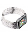 Ozdobne perłowe paski na gumce z ozdobnymi cyrkoniami wymienne do smart watch modne oryginalne