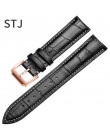 STJ skóra cielęca Watchband 18mm 19mm 20mm 21mm 22mm 24mm kobiety mężczyźni pasek do Tissot Seiko zegarek opaska akcesoria opask