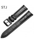 STJ skóra cielęca Watchband 18mm 19mm 20mm 21mm 22mm 24mm kobiety mężczyźni pasek do Tissot Seiko zegarek opaska akcesoria opask