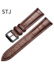 STJ skóra cielęca Watchband 18mm 19mm 20mm 21mm 22mm 24mm kobiety mężczyźni pasek do Tissot Seiko zegarek opaska akcesoria opask