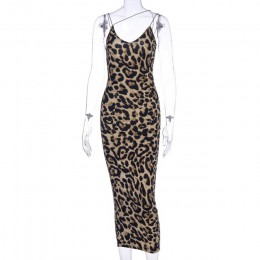 HAOYUAN Sexy Leopard nadruk węża Spaghetti pasek Bodycon Midi sukienka kobiety 2020 moda lato Vestidos nocna impreza sukienki kl