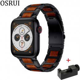 Drewniane czerwone drzewo sandałowe pasek na pasek do apple watch 44mm 40mm 42mm 38mm iwatch apple iwatch 5/4/3/2/1 ogniwo ze st