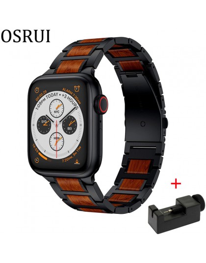 Drewniane czerwone drzewo sandałowe pasek na pasek do apple watch 44mm 40mm 42mm 38mm iwatch apple iwatch 5/4/3/2/1 ogniwo ze st