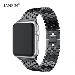 JANSIN link ze stalowy pasek na pasek do apple watch 42mm/38mm/40mm/44mm pasek do zegarka w formie bransolety do pasków iwatch s