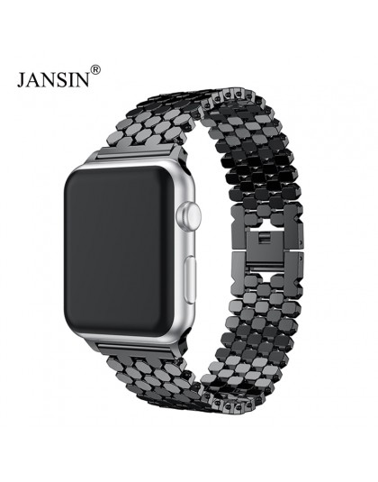 JANSIN link ze stalowy pasek na pasek do apple watch 42mm/38mm/40mm/44mm pasek do zegarka w formie bransolety do pasków iwatch s