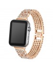 Kryształowy diament pasek na pasek do apple watch 38mm 42mm 40mm 44mm ze stali nierdzewnej paski do wymiany dla serii iWatch 5 4