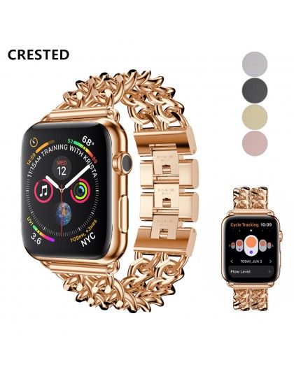 Pasek do bransoletki łączonej do zegarka apple 4 pasek 44mm 40mm correa apple watch 42mm 38 mm iwatch seria 5 4 3 stal nierdzewn