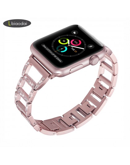 Diament pasek na pasek do apple watch 44mm/38mm apple watch 4/3/2/1 iwatch 42mm /40mm Link bransoletka pasek ze stali nierdzewne