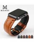 MAIKES oryginalna skóra bydlęca zegarek akcesoria dla apple watch pasek 40mm 38mm brązowy pasek do apple watch 44mm 42mm iwatch 