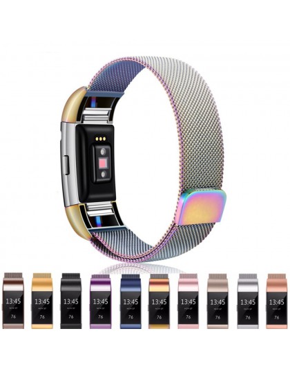 Ze stali nierdzewnej magnetyczne milanese loop pasek dla Fitbit Charge 2 bransoletka zamienna pasek dla Fitbit Charge 3 intelige