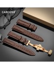 Carouse Watchband 18mm 19mm 20mm 21mm 22mm 24mm skóra cielęca zegarek pasek z zapięciem motylkowym akcesoria do bransoletki opas