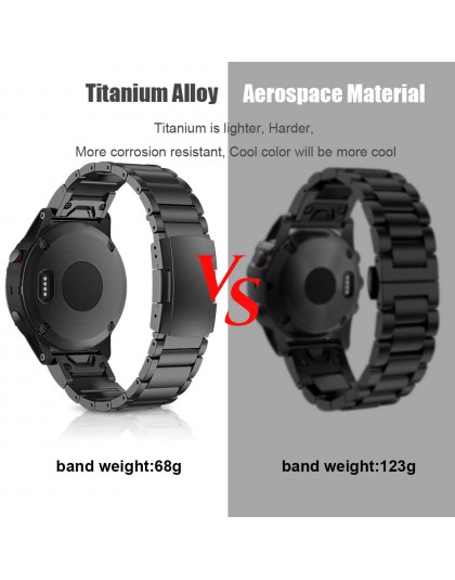 22mm tytanowy zegarek ze stopu metali bransoletka z paskiem z Qiuk Fit kompatybilny z Garmin Fenix 5/5 Plus/Fenix 6/6 Pro/Foreru