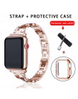 Pasek + etui nadaje się do apple watch 5/4/3/2/1 stal nierdzewna kryształowa bransoletka z diamentami 38mm 40mm 42mm 44mm iwatch