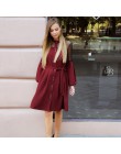 Kobiety seksowny koronkowy patchwork linia Party Dress panie długi rękaw bufka stojak kołnierz elegancka sukienka 2019 moda kobi