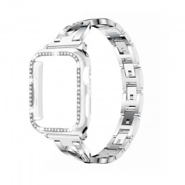Pasek + etui nadaje się do apple watch 5/4/3/2/1 stal nierdzewna kryształowa bransoletka z diamentami 38mm 40mm 42mm 44mm iwatch