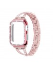 Pasek + etui nadaje się do apple watch 5/4/3/2/1 stal nierdzewna kryształowa bransoletka z diamentami 38mm 40mm 42mm 44mm iwatch