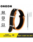 ONEON 20mm 22mm nylonowy pasek do zegarka pomarańczowy/szary/niebieski/czerwony Deluxe Premium NATO Style mężczyźni Sport Wrist 