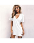 Letnia koszulka damska mini sukienka Choker sukienki z dekoltem w kształcie litery v z krótkim rękawem Casual Sexy Halter Boho s