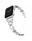 Luksusowe ze stali nierdzewnej taśma metalowa dla pasek do Apple Watch 44mm 42mm 40mm 38mm diament pasek do iWatch 5 4 3 2 1 akc