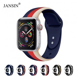 JANSIN opaska sportowa do zegarka Apple Watch seria 4 3 2 1 silikonowy pasek do iWatch kolorowe miękkie wymiana AW adapterem 38 