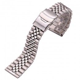 Zegarek ze stali nierdzewnej pasek do bransoletki 20mm 22mm 24mm kobiety mężczyźni srebrny solidny metalowy pasek do zegarka akc