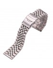 Zegarek ze stali nierdzewnej pasek do bransoletki 20mm 22mm 24mm kobiety mężczyźni srebrny solidny metalowy pasek do zegarka akc