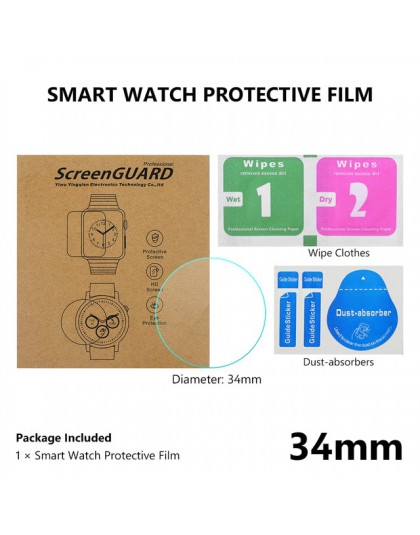 Jasne szkło hartowane 34-46MM dla duża tarcza zegarek folia ochronna na ekran ochronny ekran Smart watcha Protector Film mężczyź
