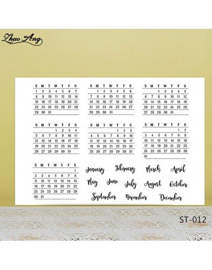ZhuoAng tydzień i miesiąc styl kalendarz wyczyść znaczki/uszczelki dla DIY Scrapbooking/tworzenie kartek/Album dekoracyjne silik