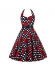 Seksowna sukienka Halter Retro Polka Dot Hepburn Vintage 50s 60s Pin Up sukienki Rockabilly szata Plus rozmiar elegancka spódnic