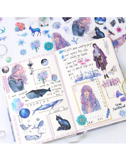 6 arkuszy/paczka Kawaii papiernicze naklejki śliczne wieloryby naklejki piękne naklejki papierowe dla dzieci DIY pamiętnik Scrap