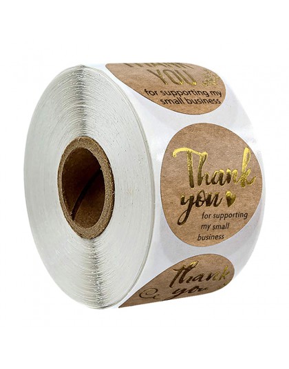 500 szt. Dziękuję za wsparcie mojej firmy Kraft naklejki ze złotą folią okrągłe etykiety naklejki na mały sklep naklejka wykonan