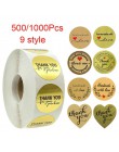500/1000 sztuk 9 styl Kraft okrągły dziękuję naklejki seal etykiety złota śliczne naklejki scrapbooking dla pakietu artykuły pap