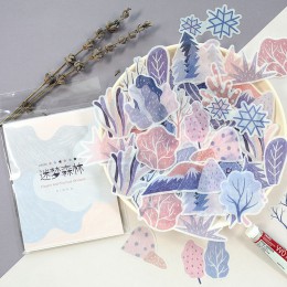60 sztuk/paczka zimowy las naklejki samoprzylepne Album dekoracyjny pamiętnik Stick papier do etykiet Decor papiernicze naklejki