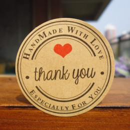 102 sztuk Handmade z miłością czerwone serce dziękuję okrągły papier do scrapbookingu etykiety naklejka uszczelniająca, DIY prez