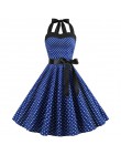 Seksowna sukienka Halter Retro Polka Dot Hepburn Vintage 50s 60s Pin Up sukienki Rockabilly szata Plus rozmiar elegancka spódnic