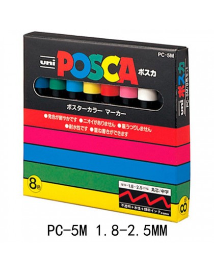 UNI POSCA zestaw pisaków POP plakat reklamy pióro Graffiti PC-1M PC-3M PC-5M PC-8K PC-17K okrągłe głowy tłustej Marker z farbą