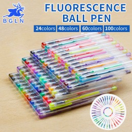 100 kolorów zestaw długopisów żelowych wkłady długopis z żelowym wkładem metaliczne pastelowe Neon Glitter szkic kolorowy długop