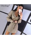 Chicology glitter wrap mini sukienka V neck sexy lace up kobiety z długim rękawem 2019 jesienno-zimowa do klubu na imprezę stree