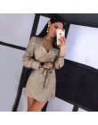 Chicology glitter wrap mini sukienka V neck sexy lace up kobiety z długim rękawem 2019 jesienno-zimowa do klubu na imprezę stree