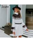 Simplee nadruk geometryczny dzianinowa sukienka damska Casual golf sweter sweter sukienka kobieta jesień zima retro biały vestid