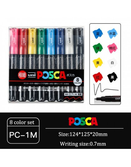 UNI POSCA zestaw pisaków POP plakat reklamy Graffiti długopis Marker kolor jasny wielokolorowe pióro PC-1M PC-3M PC-5M