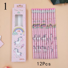 12 sztuk śliczne cukierki HB ołówki Kawaii jednorożec drewniany ołówek ucznia dla dzieci prezent szkolne zestaw ołówków
