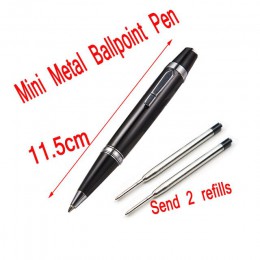Luksusowy Mini kulkowy długopis metalowy wysokiej jakości pióro kulkowe 0.7 m'm niebieski/czarny tusz do napełniania do pisania 