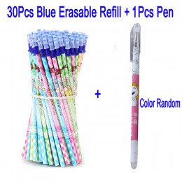 DELVTCH 30 sztuk/zestaw zmazywalny długopis Refill pręty 0.5mm niebieski/czarny tusz magia piszący neutralny zmazywalny żel wkła