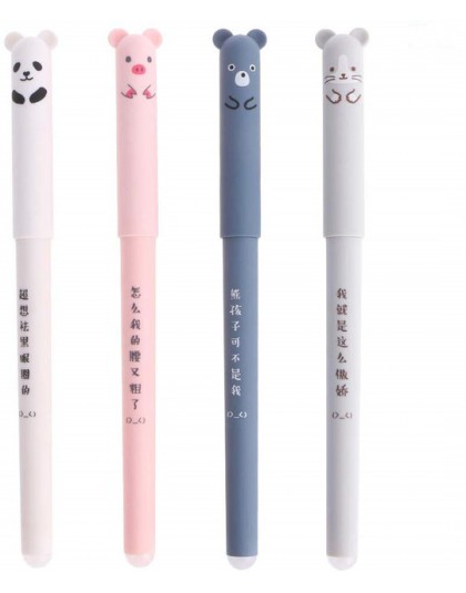 4 sztuk/paczka Kawaii Pig Panda mysz niedźwiedź zmazywalny żel długopis Rollerball szkolne materiały biurowe szkolne materiały p