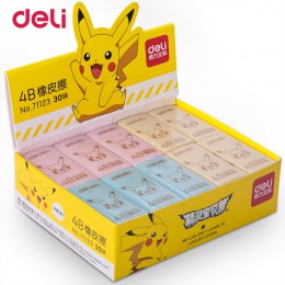 Deli Pokemon Pikachu gumki 2 sztuk pomarańczowy niebieski różowy artykuły papiernicze artykuły biurowe szkoła rysunek kawaii śli