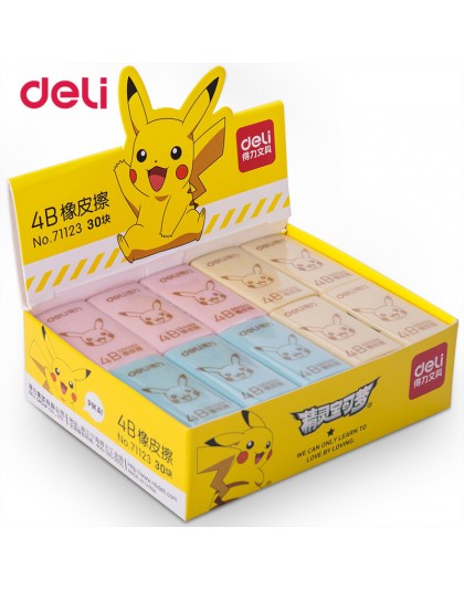 Deli Pokemon Pikachu gumki 2 sztuk pomarańczowy niebieski różowy artykuły papiernicze artykuły biurowe szkoła rysunek kawaii śli