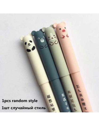 1 sztuk zwierzęta kreskówkowe zmazywalny długopis 0.35mm Refill pręty śliczne Panda Cat długopisy Kawaii długopis pióro do szkoł