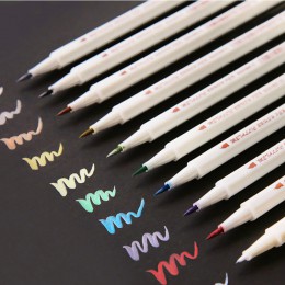 STA 10 kolorów metaliczny zestaw pisaków DIY Scrapbooking rzemiosło tworzenie kartek szczotka/okrągła głowa ołówek do makijażu d